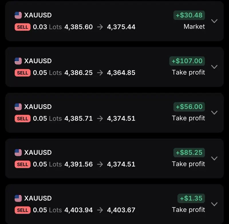 Member gold trading result screenshot 7