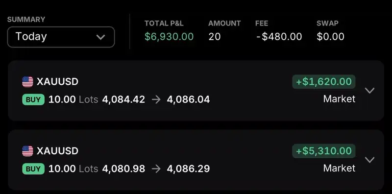 Member gold trading result screenshot 3